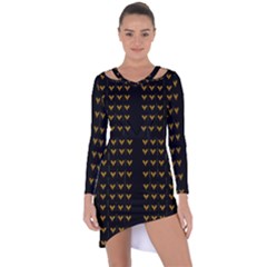 Golden Hearts On Black Freedom Asymmetric Cut-out Shift Dress by pepitasart