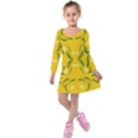 Floral folk damask pattern Fantasy flowers Floral geometric fantasy Kids  Long Sleeve Velvet Dress View1