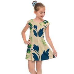 Folk Flowers Print Floral Pattern Ethnic Art Kids  Cap Sleeve Dress by Eskimos