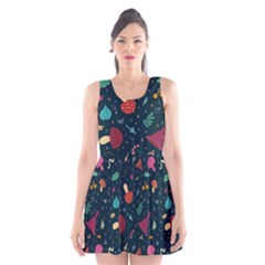 Bright Mushrooms Scoop Neck Skater Dress by SychEva