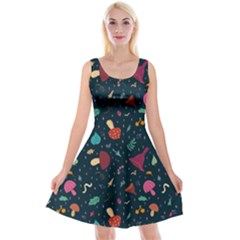 Bright Mushrooms Reversible Velvet Sleeveless Dress by SychEva