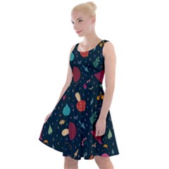 Bright Mushrooms Knee Length Skater Dress by SychEva