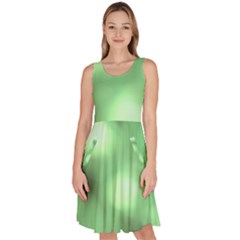 Green Vibrant Abstract No4 Knee Length Skater Dress With Pockets by DimitriosArt