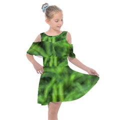 Green Abstract Stars Kids  Shoulder Cutout Chiffon Dress by DimitriosArt