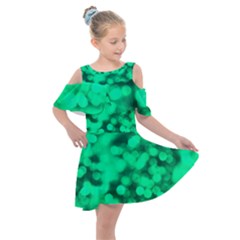 Light Reflections Abstract No10 Green Kids  Shoulder Cutout Chiffon Dress by DimitriosArt