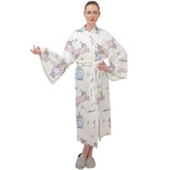 Unicorn Cats Pattern 2 Maxi Velour Kimono by Littlebird