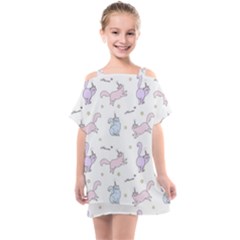 Unicorn Cats Pattern 2 Kids  One Piece Chiffon Dress by Littlebird