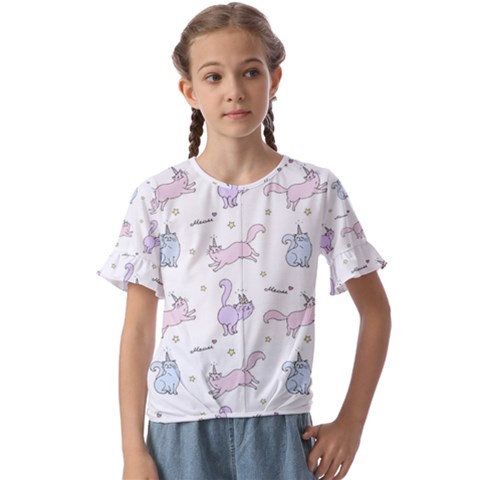 Unicorn Cats Pattern 2 Kids  Cuff Sleeve Scrunch Bottom Tee by Littlebird