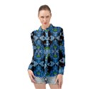 Rare Excotic Blue Flowers In The Forest Of Calm And Peace Long Sleeve Chiffon Shirt View1