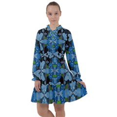 Rare Excotic Blue Flowers In The Forest Of Calm And Peace All Frills Chiffon Dress by pepitasart