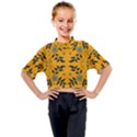 Floral folk damask pattern Fantasy flowers Floral geometric fantasy Kids Mock Neck Tee View1