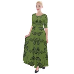 Floral Folk Damask Pattern Fantasy Flowers Floral Geometric Fantasy Half Sleeves Maxi Dress by Eskimos