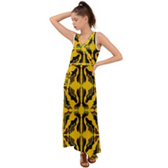 Abstract Pattern Geometric Backgrounds  Abstract Geometric Design    V-neck Chiffon Maxi Dress by Eskimos