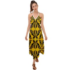 Abstract Pattern Geometric Backgrounds  Abstract Geometric Design    Halter Tie Back Dress  by Eskimos