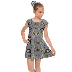 Floral Folk Damask Pattern Fantasy Flowers Floral Geometric Fantasy Kids  Cap Sleeve Dress by Eskimos