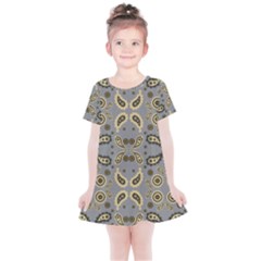 Floral Folk Damask Pattern Fantasy Flowers Floral Geometric Fantasy Kids  Simple Cotton Dress by Eskimos