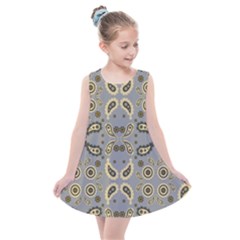 Floral Folk Damask Pattern Fantasy Flowers Floral Geometric Fantasy Kids  Summer Dress by Eskimos