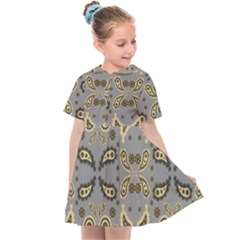 Floral Folk Damask Pattern Fantasy Flowers Floral Geometric Fantasy Kids  Sailor Dress by Eskimos