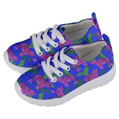 Pink Tigers On A Blue Background Kids  Lightweight Sports Shoes by SychEva