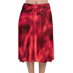 Cadmium Red Abstract Stars Velvet Flared Midi Skirt by DimitriosArt