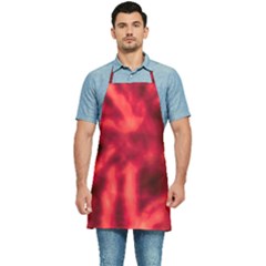 Cadmium Red Abstract Stars Kitchen Apron by DimitriosArt