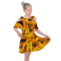 Golden Abstract Stars Kids  Shoulder Cutout Chiffon Dress by DimitriosArt