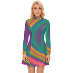 Gradientcolors Long Sleeve Velour Longline Dress by Sparkle