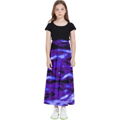 Purple  Waves Abstract Series No2 Kids  Flared Maxi Skirt by DimitriosArt