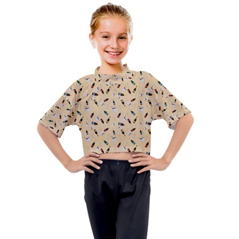 Festive Champagne Kids Mock Neck Tee by SychEva