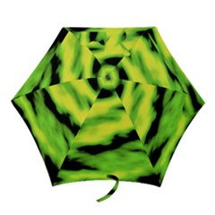 Green  Waves Abstract Series No12 Mini Folding Umbrellas by DimitriosArt