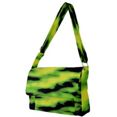 Green  Waves Abstract Series No12 Full Print Messenger Bag (s) by DimitriosArt