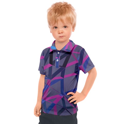 3d Lovely Geo Lines Kids  Polo Tee by Uniqued