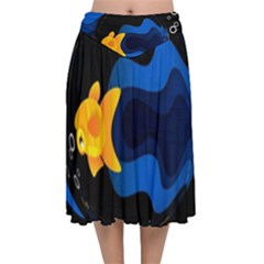 Digital Illusion Velvet Flared Midi Skirt by Sparkle