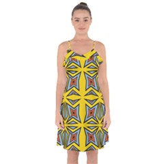 Abstract Pattern Geometric Backgrounds   Ruffle Detail Chiffon Dress by Eskimos