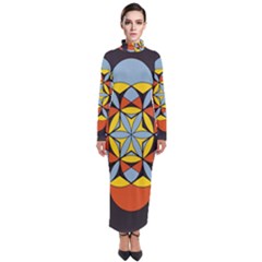 Abstract Pattern Geometric Backgrounds   Turtleneck Maxi Dress by Eskimos