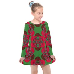 Abstract Pattern Geometric Backgrounds   Kids  Long Sleeve Dress by Eskimos