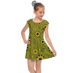 Floral Pattern Paisley Style  Kids  Cap Sleeve Dress by Eskimos