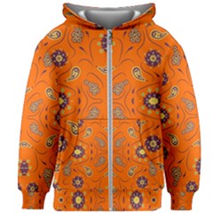 Floral Pattern Paisley Style  Kids  Zipper Hoodie Without Drawstring by Eskimos