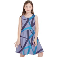 3d Lovely Geo Lines 2 Kids  Skater Dress by Uniqued