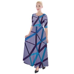 3d Lovely Geo Lines 2 Half Sleeves Maxi Dress by Uniqued