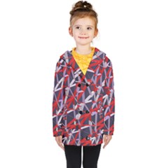 3d Lovely Geo Lines Vii Kids  Double Breasted Button Coat by Uniqued