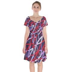 3d Lovely Geo Lines Vii Short Sleeve Bardot Dress by Uniqued