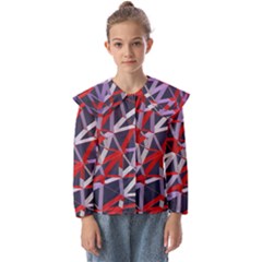 3d Lovely Geo Lines Vii Kids  Peter Pan Collar Blouse by Uniqued