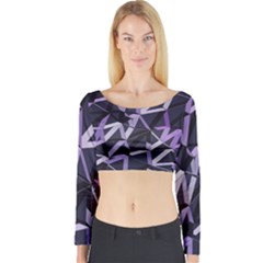 3d Lovely Geo Lines Vi Long Sleeve Crop Top by Uniqued