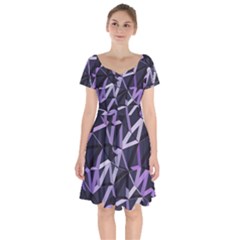 3d Lovely Geo Lines Vi Short Sleeve Bardot Dress by Uniqued