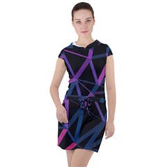 3d Lovely Geo Lines  V Drawstring Hooded Dress by Uniqued