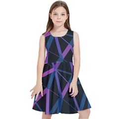 3d Lovely Geo Lines  V Kids  Skater Dress by Uniqued