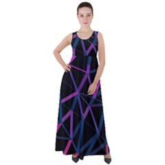 3d Lovely Geo Lines  V Empire Waist Velour Maxi Dress by Uniqued