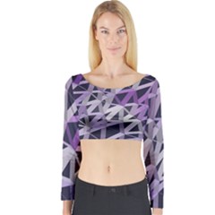 3d Lovely Geo Lines  Iv Long Sleeve Crop Top by Uniqued