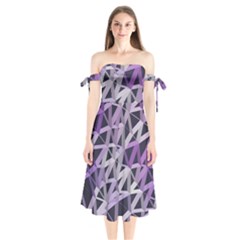 3d Lovely Geo Lines  Iv Shoulder Tie Bardot Midi Dress by Uniqued